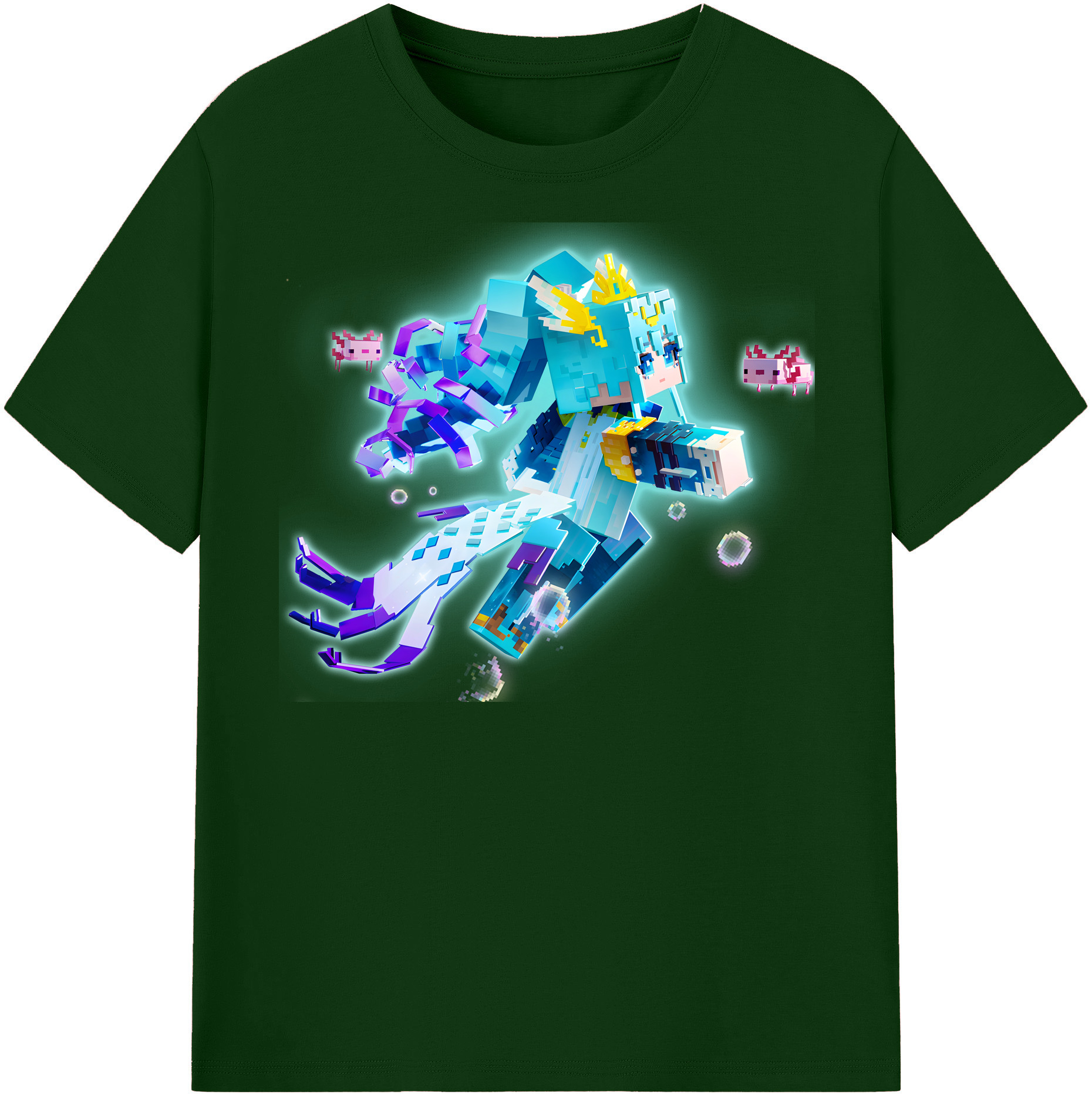 （画像用） マインクラフト ブロックの世界 Minecraft MC Block world 綿100％半袖Tシャツ（フロントプリント）